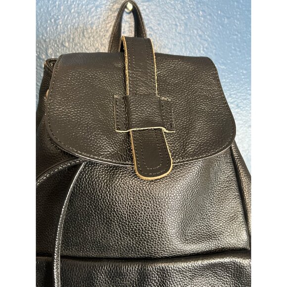 S-Zone Black Pebbled Leather Backpack - Picture 4 of 11